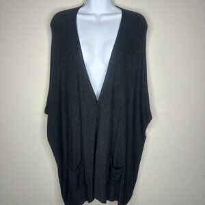 Eileen Fisher Gray Oversized Button Down Dolman Sweater Poncho Lagenlook - Sz S